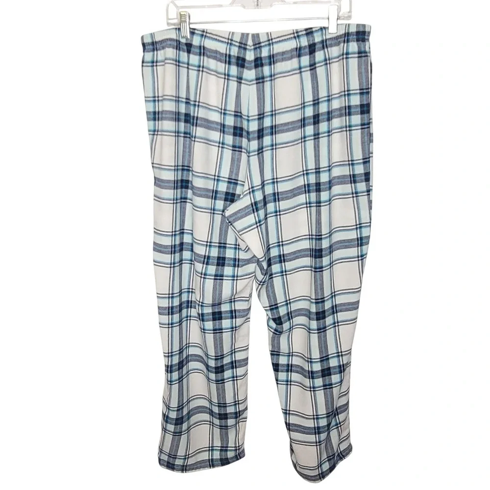 Croft & Barrow Pajama Set XL Blue PlaidFlannel Button Top Pants Lounge Sleepwear
